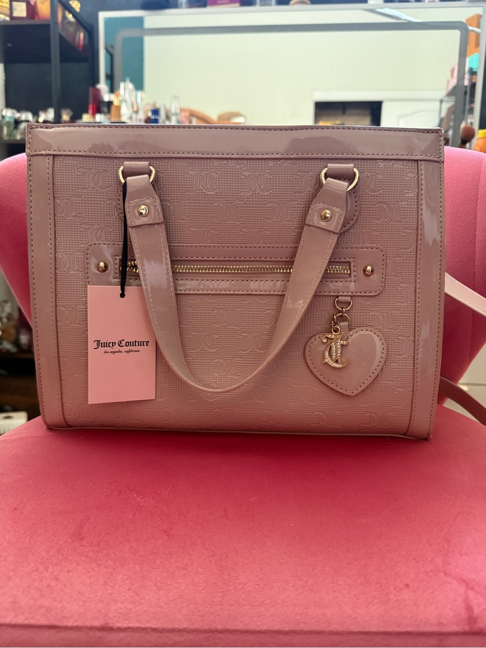 Juicy Couture Pink Patent Satchel with Heart Charm